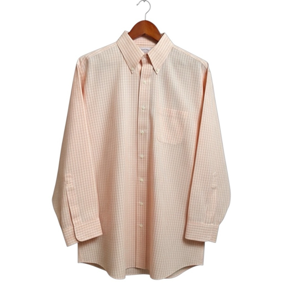 Brooks Brothers Madison Peach Gingham Original Polo Shirt 17/33 - LIKE NEW